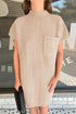 Patch Pocket Ribbed Knit Short Sleeve Sweater Dress